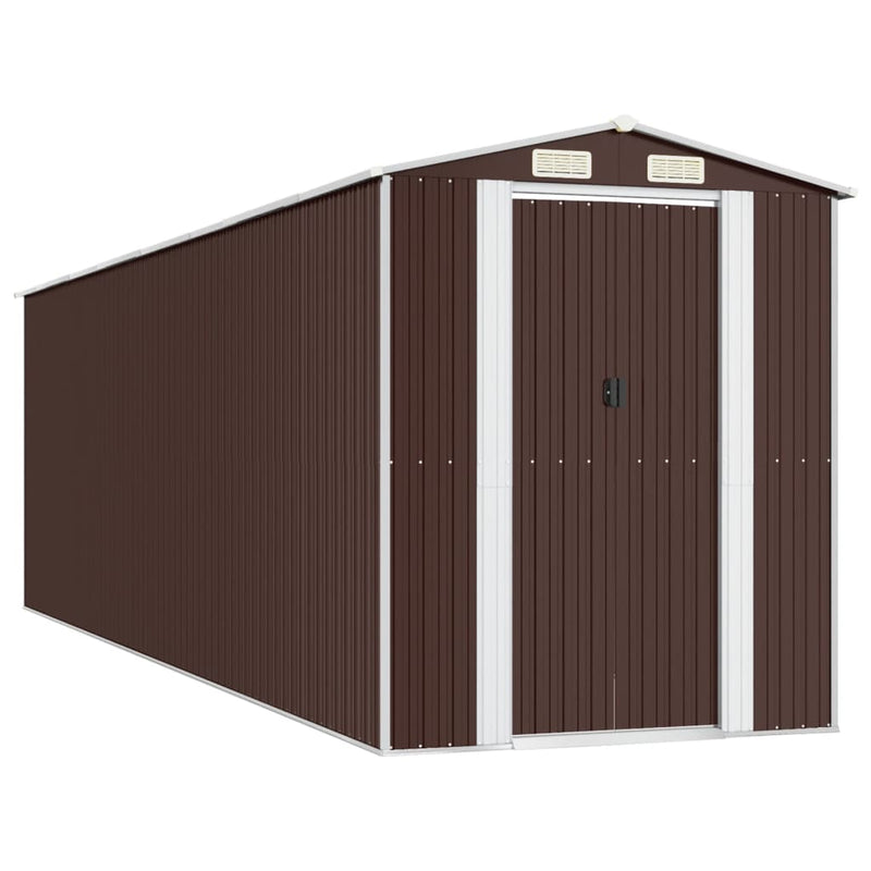 vidaXL sötétbarna horganyzott acél kerti fészer 192 x 689 x 223 cm