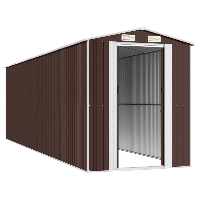 vidaXL sötétbarna horganyzott acél kerti fészer 192 x 689 x 223 cm