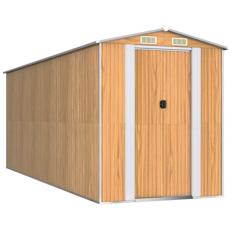 vidaXL világosbarna horganyzott acél kerti fészer 192x523x223 cm