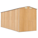 vidaXL világosbarna horganyzott acél kerti fészer 192x523x223 cm