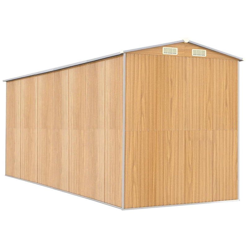 vidaXL világosbarna horganyzott acél kerti fészer 192x523x223 cm