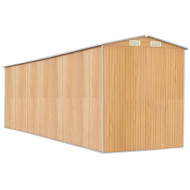vidaXL világosbarna horganyzott acél kerti fészer 192x689x223 cm