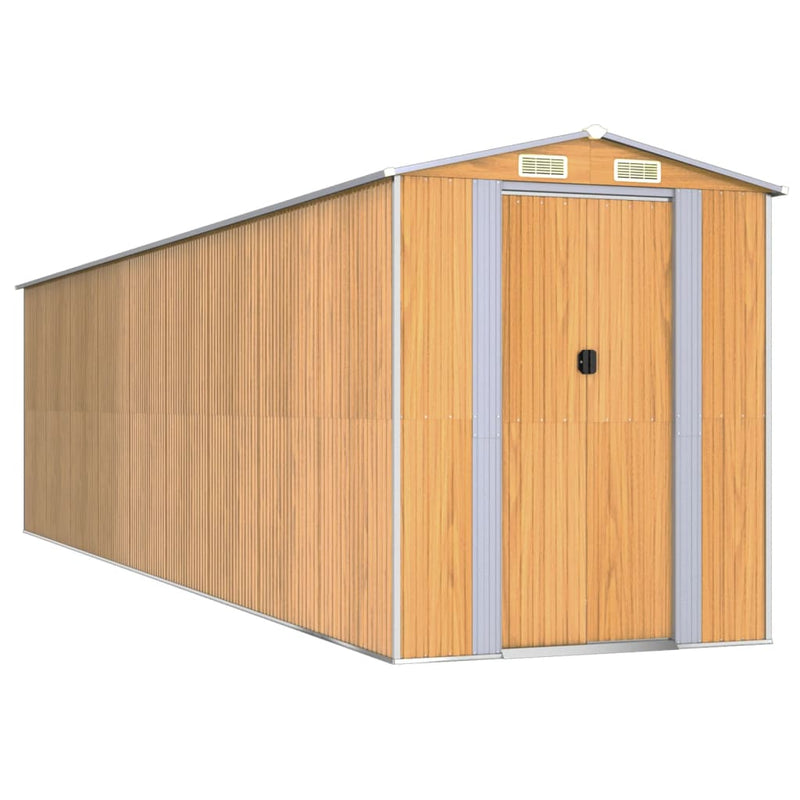 vidaXL világosbarna horganyzott acél kerti fészer 192x772x223 cm