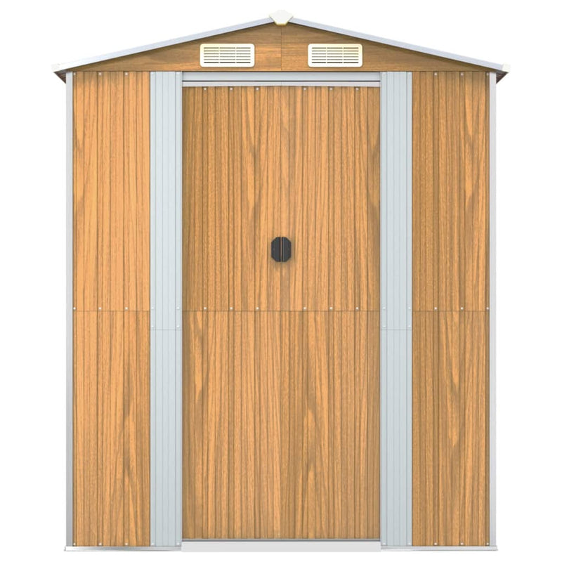 vidaXL világosbarna horganyzott acél kerti fészer 192x772x223 cm