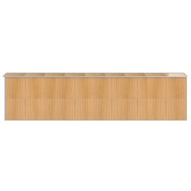 vidaXL világosbarna horganyzott acél kerti fészer 192x772x223 cm