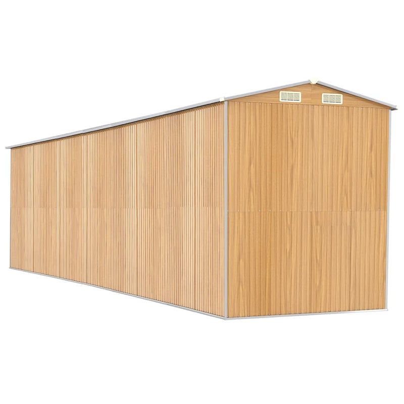 vidaXL világosbarna horganyzott acél kerti fészer 192x772x223 cm