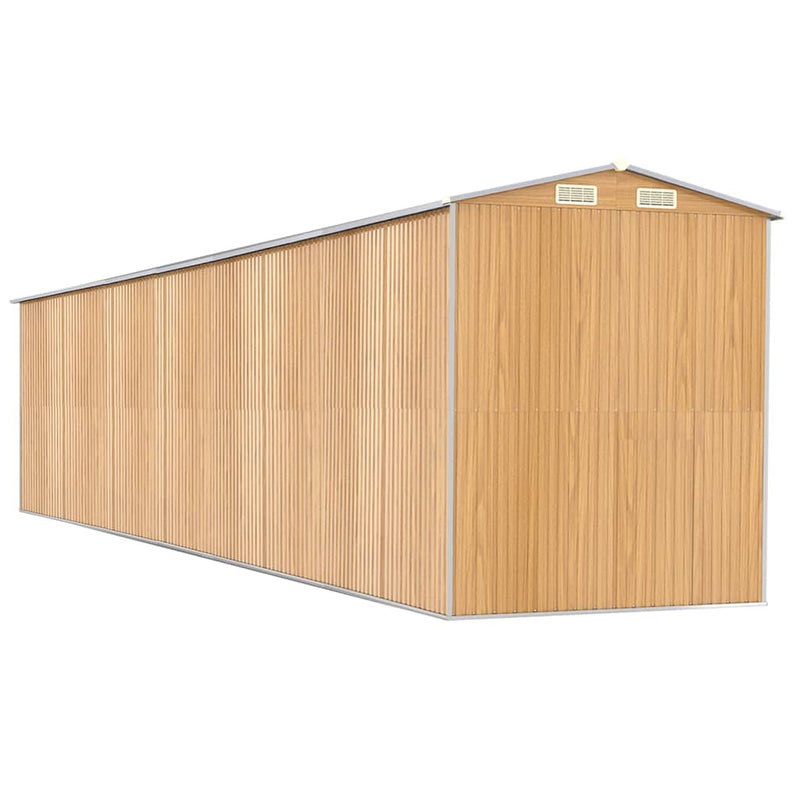 vidaXL világosbarna horganyzott acél kerti fészer 192x938x223 cm
