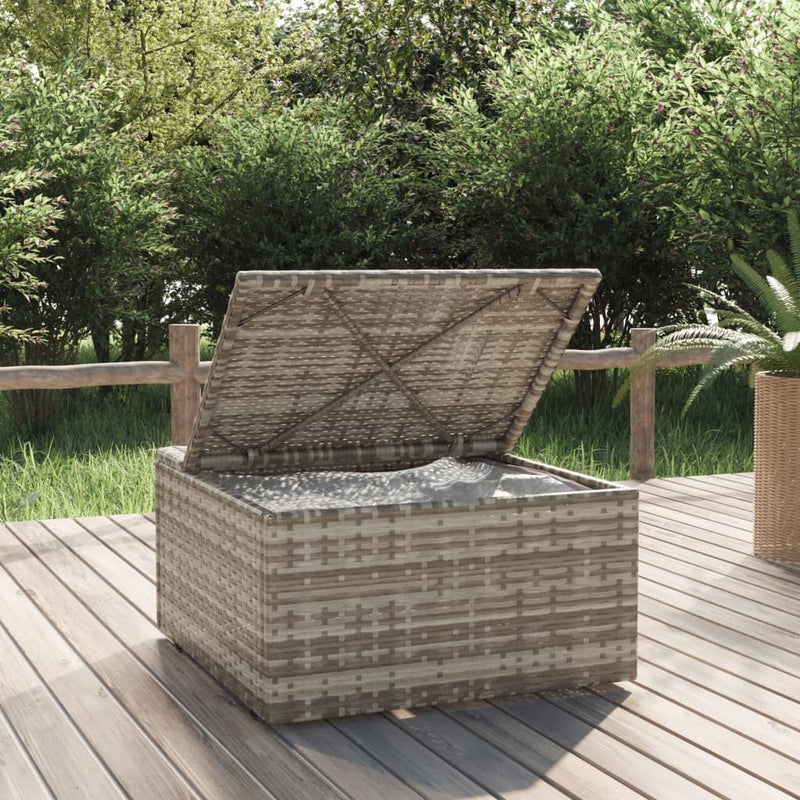 vidaXL szürke polyrattan kerti lábtartó párnával 55 x 55 x 30 cm