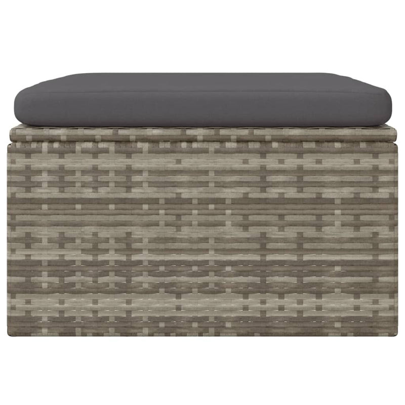 vidaXL szürke polyrattan kerti lábtartó párnával 55 x 55 x 30 cm