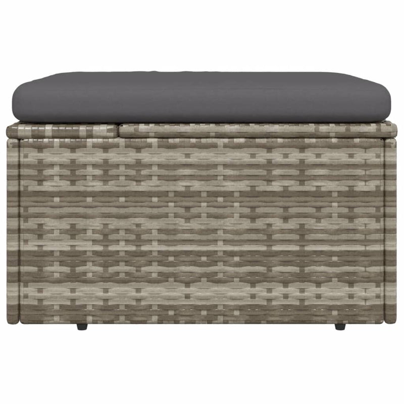 vidaXL szürke polyrattan kerti lábtartó párnával 55 x 55 x 30 cm