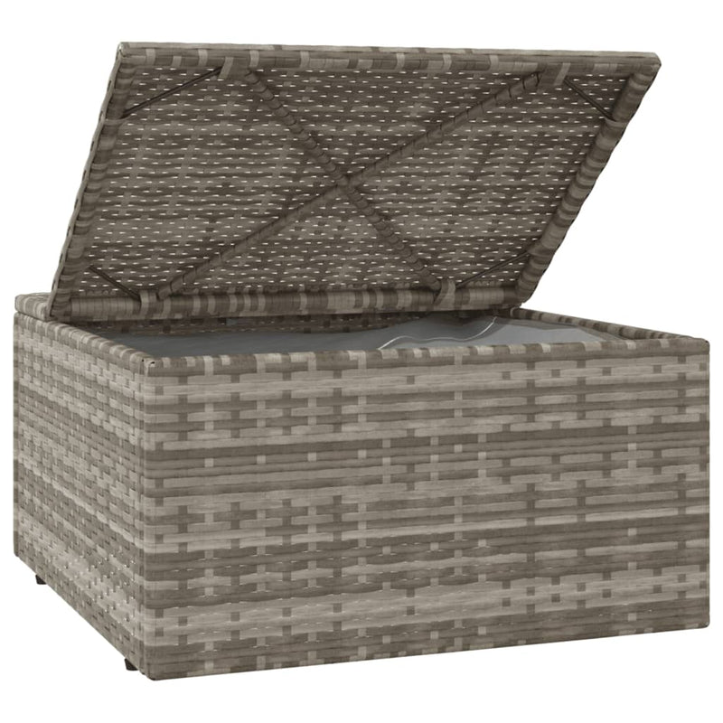 vidaXL szürke polyrattan kerti lábtartó párnával 55 x 55 x 30 cm