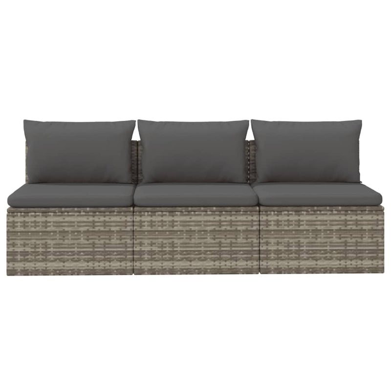 vidaXL 3 személyes szürke polyrattan kerti kanapé párnával