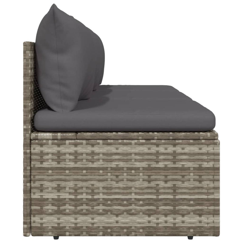 vidaXL 3 személyes szürke polyrattan kerti kanapé párnával