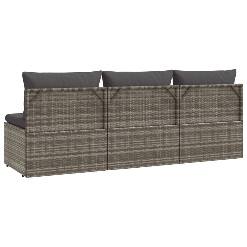vidaXL 3 személyes szürke polyrattan kerti kanapé párnával