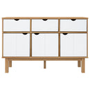 vidaXL OTTA barna és fehér tömör fenyőfa tálalószekrény 114x43x73,5 cm