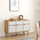 vidaXL OTTA barna és fehér tömör fenyőfa tálalószekrény 114x43x73,5 cm