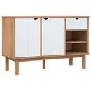 vidaXL OTTA barna és fehér tömör fenyőfa tálalószekrény 114x43x73,5 cm