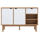 vidaXL OTTA barna és fehér tömör fenyőfa tálalószekrény 114x43x73,5 cm