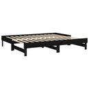 vidaXL fekete tömör fenyőfa kihúzható kanapéágy 2x(100x200) cm