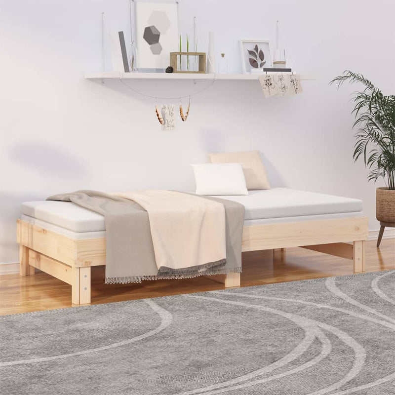 vidaXL tömör fenyőfa kihúzható kanapéágy 2x(75x190) cm