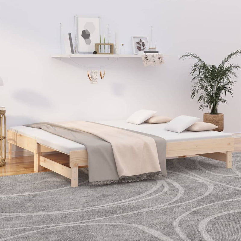 vidaXL tömör fenyőfa kihúzható kanapéágy 2x(75x190) cm