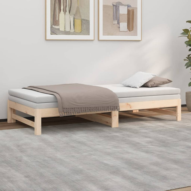 vidaXL tömör fenyőfa kihúzható kanapéágy 2 x (90 x 200) cm