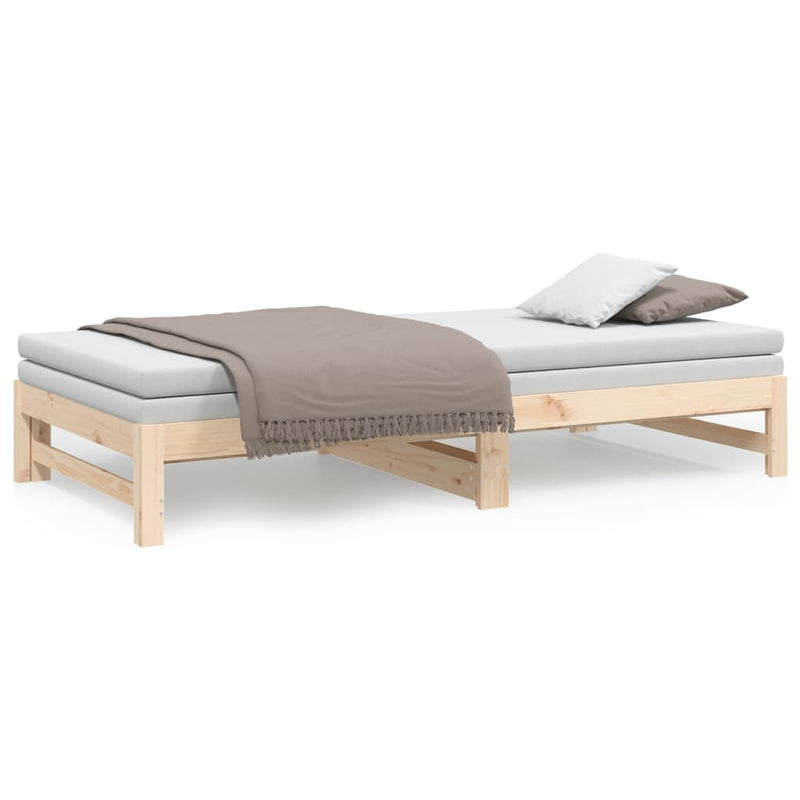 vidaXL tömör fenyőfa kihúzható kanapéágy 2 x (90 x 200) cm
