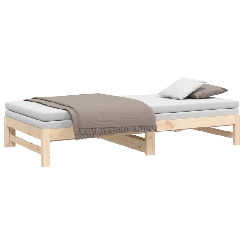 vidaXL tömör fenyőfa kihúzható kanapéágy 2 x (90 x 200) cm