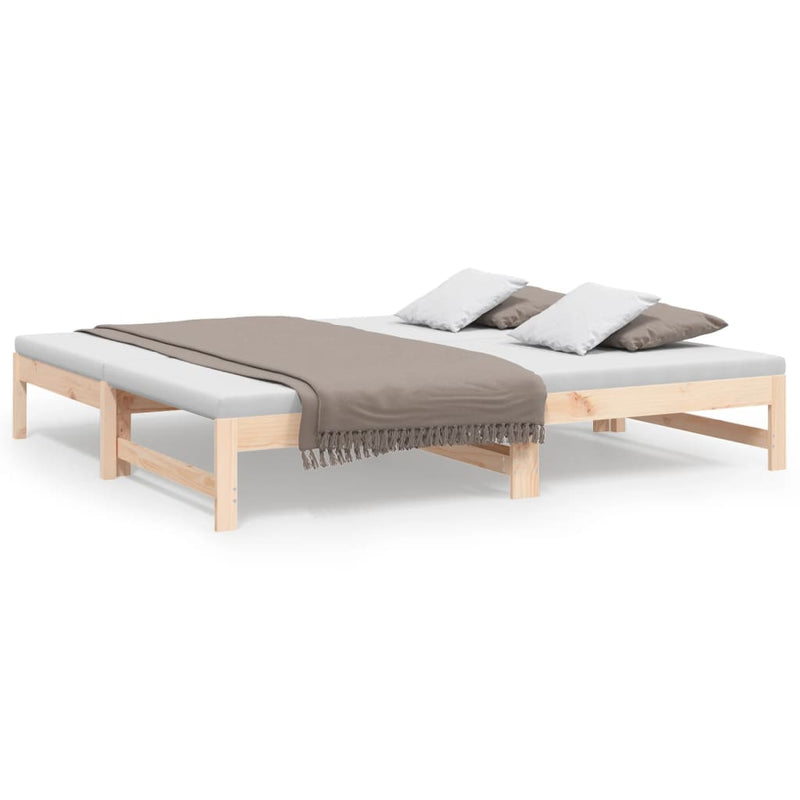 vidaXL tömör fenyőfa kihúzható kanapéágy 2x(75x190) cm