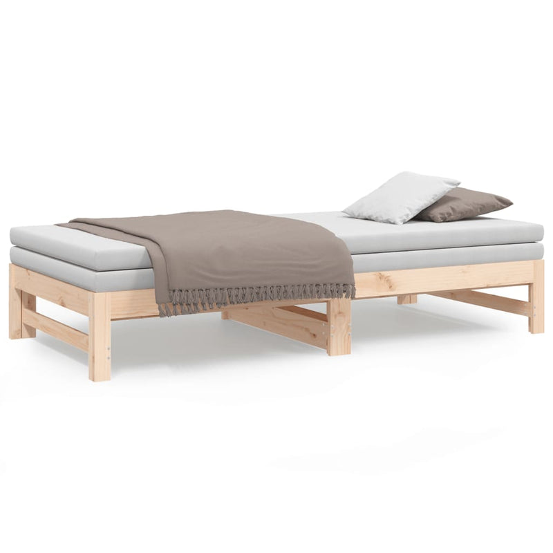 vidaXL tömör fenyőfa kihúzható kanapéágy 2x(75x190) cm