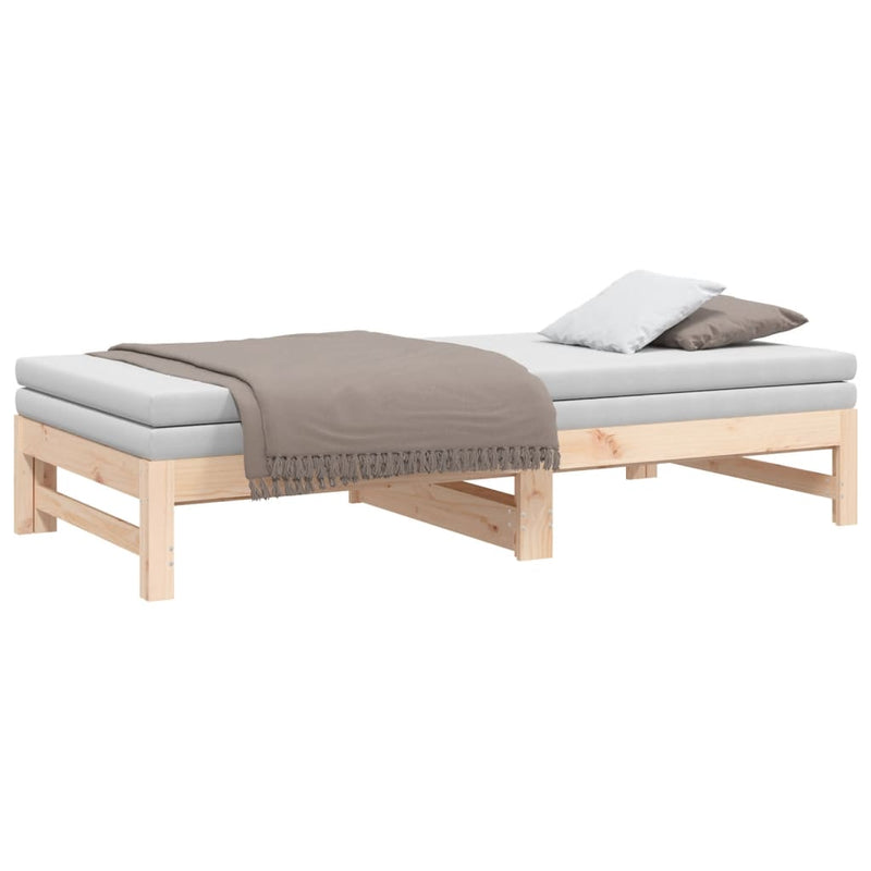 vidaXL tömör fenyőfa kihúzható kanapéágy 2x(75x190) cm