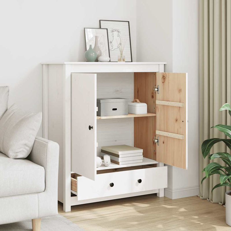 vidaXL fehér tömör fenyőfa tálalószekrény 83 x 41,5 x 100 cm