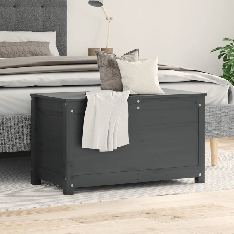 vidaXL szürke tömör fenyőfa tárolóláda 80x40x45,5 cm