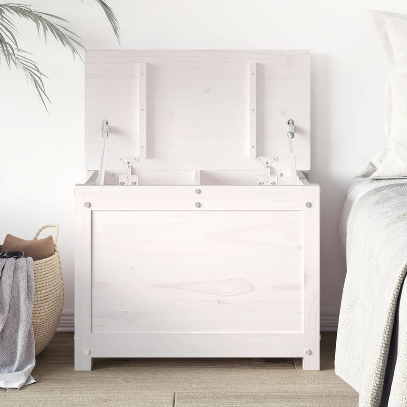 vidaXL fehér tömör fenyőfa tárolóláda 60x32x45,5 cm