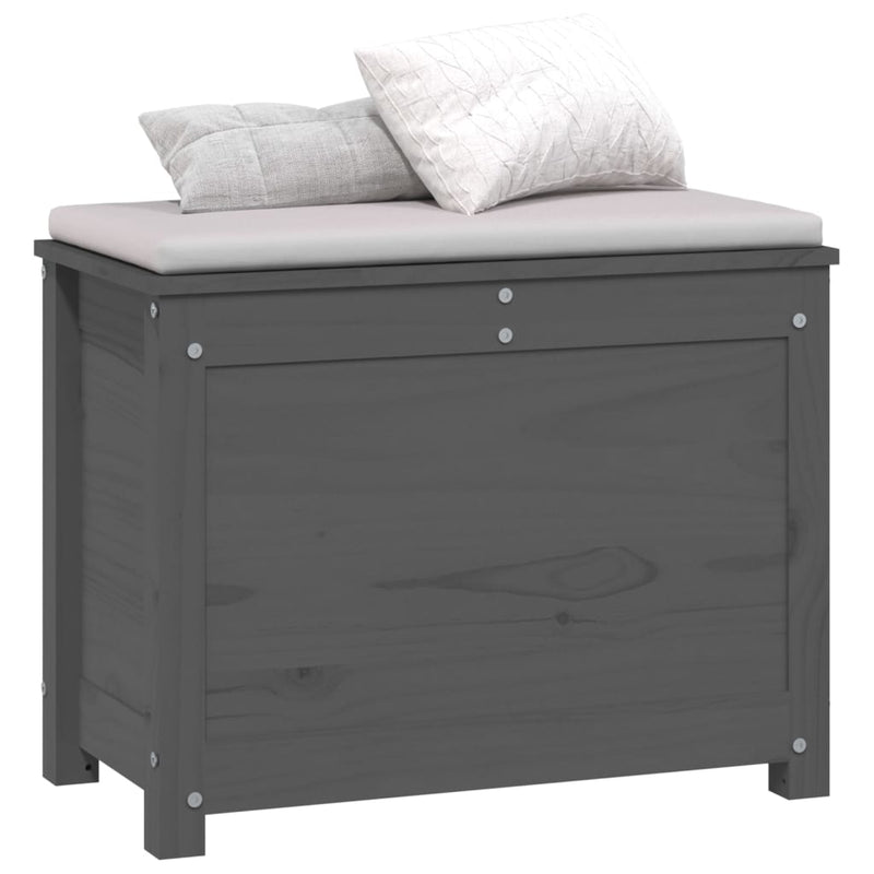 vidaXL szürke tömör fenyőfa tárolóláda 60 x 32 x 45,5 cm