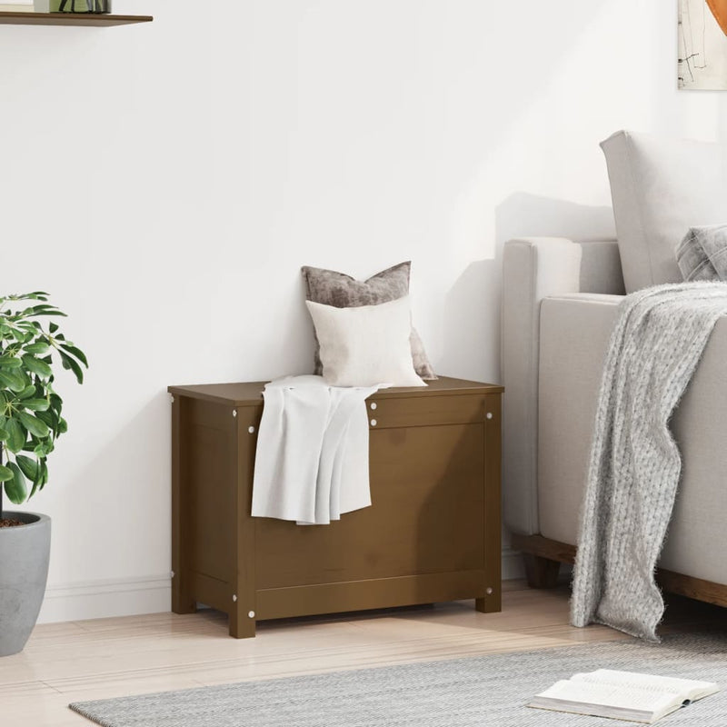 vidaXL mézbarna tömör fenyőfa tárolóláda 60 x 32 x 45,5 cm