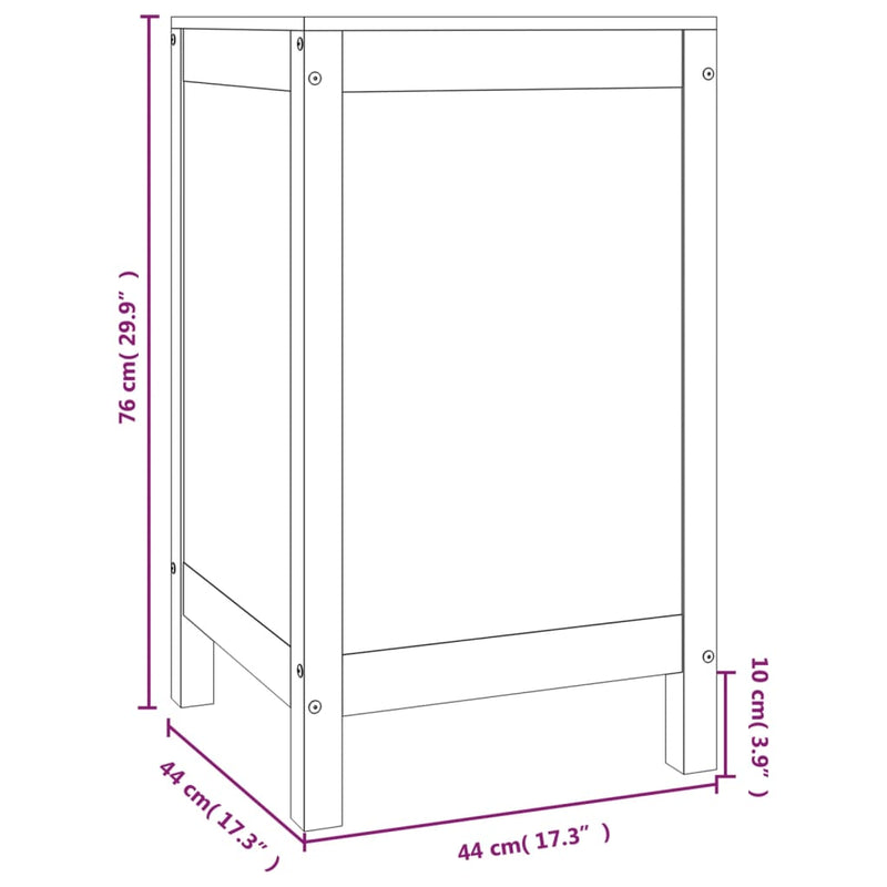 vidaXL tömör fenyőfa szennyestartó láda 44 x 44 x 76 cm