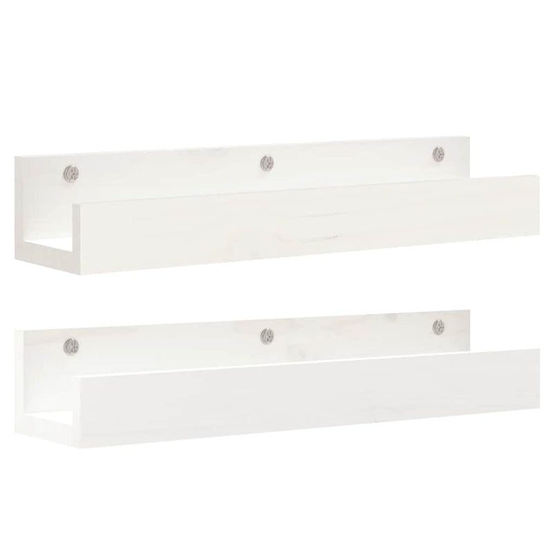 vidaXL 2 db fehér tömör fenyőfa fali polc 50 x 12 x 9 cm