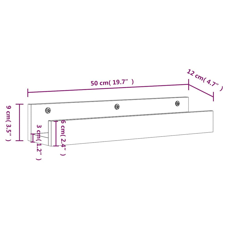 vidaXL 2 db fehér tömör fenyőfa fali polc 50 x 12 x 9 cm