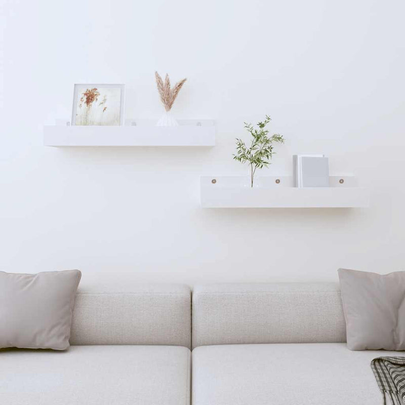 vidaXL 2 db fehér tömör fenyőfa fali polc 50 x 12 x 9 cm