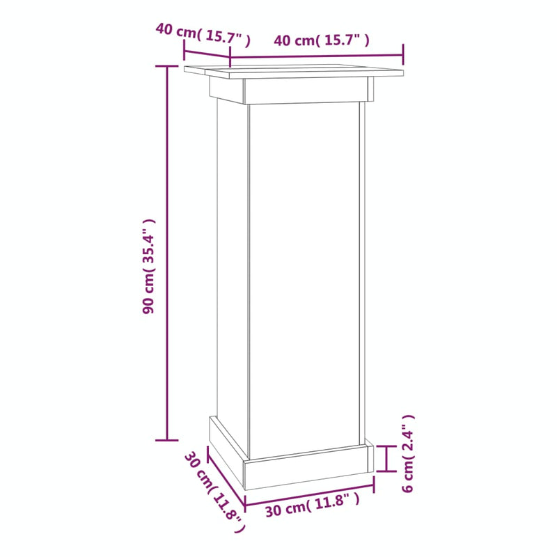 vidaXL fehér tömör fenyőfa virágtartó állvány 40 x 40 x 90 cm