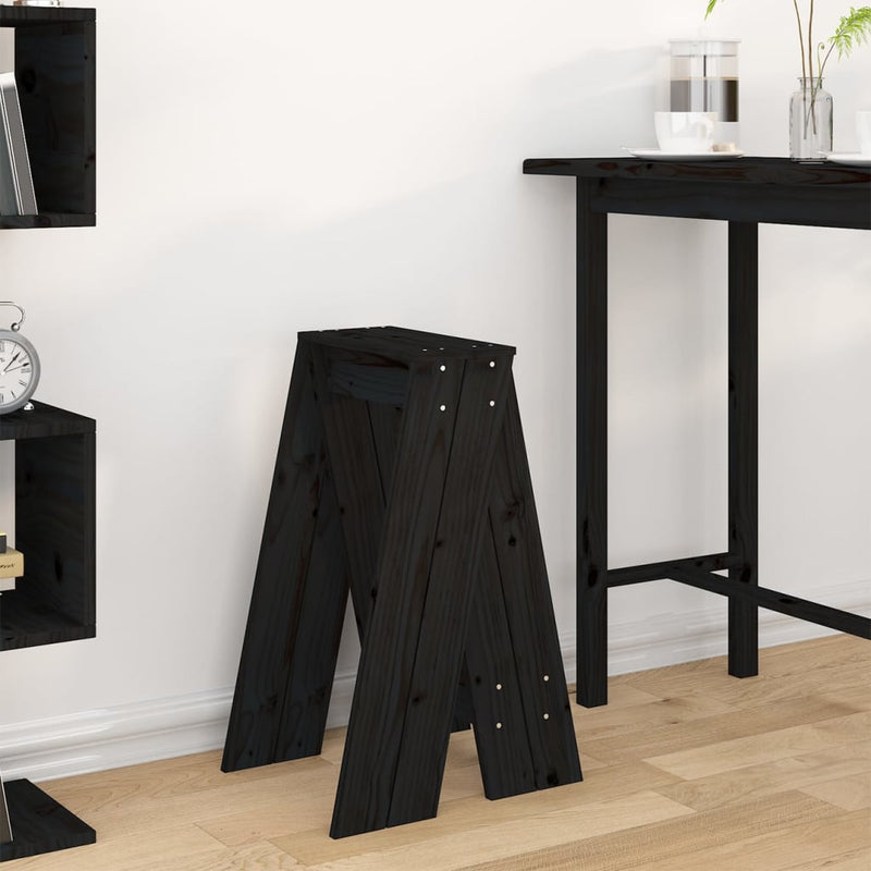 vidaXL 2 db fekete tömör fenyőfa ülőke 40 x 40 x 75 cm