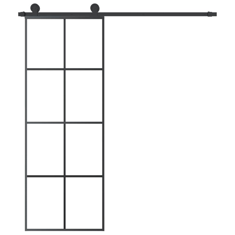 vidaXL ESG üveg és alumínium tolóajtó fémszerelvény-szettel 76x205 cm
