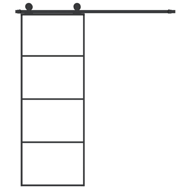 vidaXL ESG üveg és alumínium tolóajtó fémszerelvény-szettel 76x205 cm