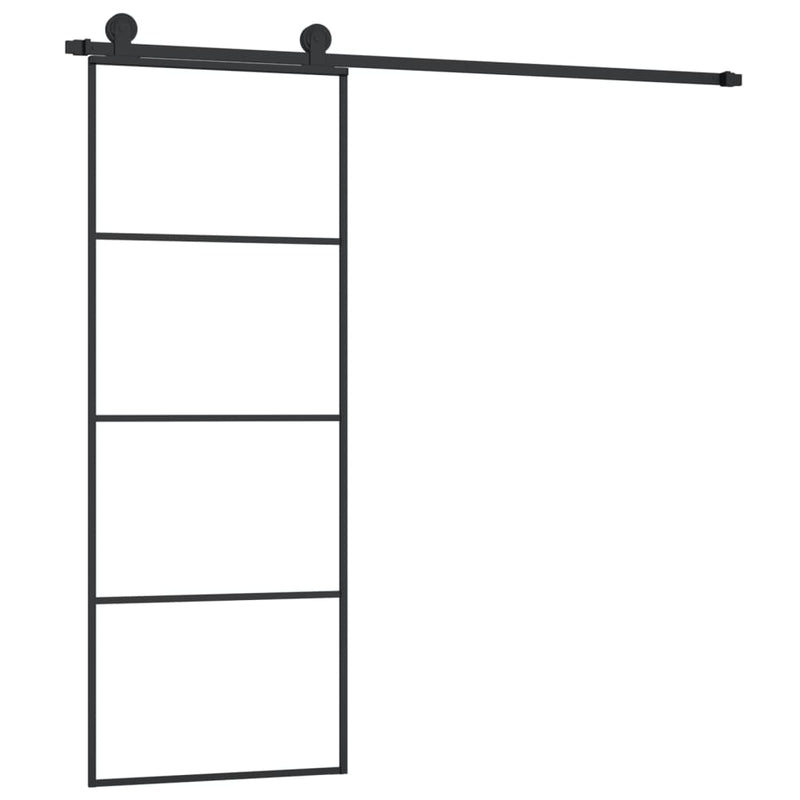 vidaXL ESG üveg és alumínium tolóajtó fémszerelvény-szettel 76x205 cm