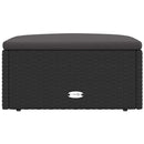 vidaXL fekete polyrattan kerti lábtartó párnával