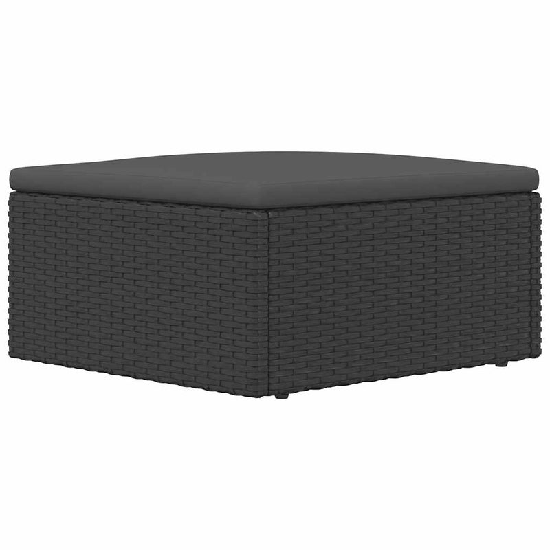vidaXL fekete polyrattan kerti lábtartó párnával