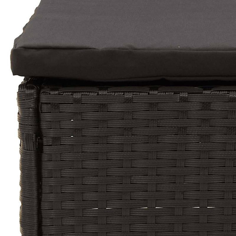 vidaXL fekete polyrattan kerti lábtartó párnával