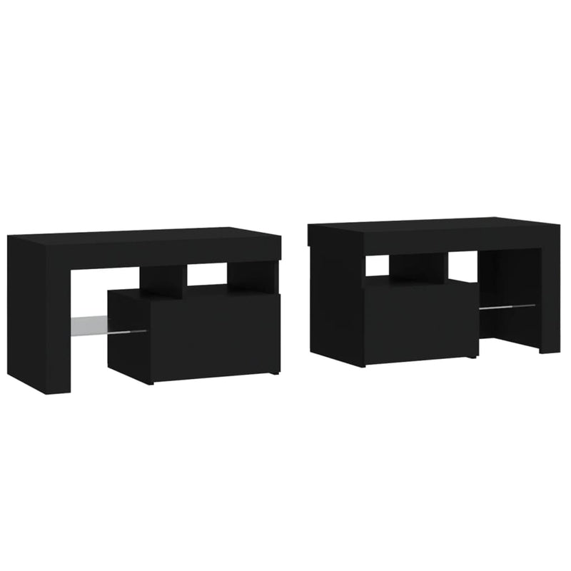vidaXL 2 db fekete színű LED-lámpás éjjeliszekrény 70x36,5x40 cm