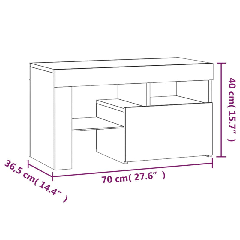 vidaXL 2 db sonoma tölgy színű LED-lámpás éjjeliszekrény 70x36,5x40 cm